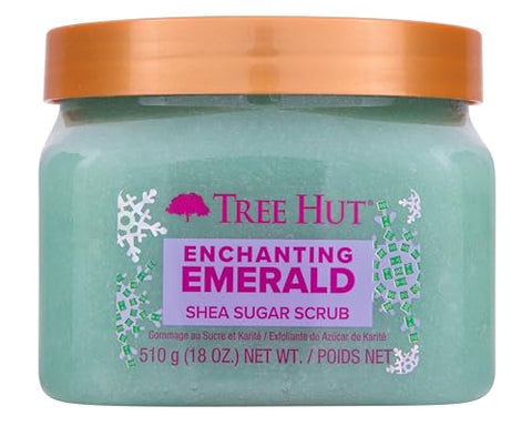 Tree Hut Enchanting Emerald Shea Sugar Scrub | Exfoliating Body Scrub Removes Dead, Dry Skin for a Soft & Hydrated Feel | Limited Edition Holiday | Nourishing Essential Body Care | 18 fl oz.