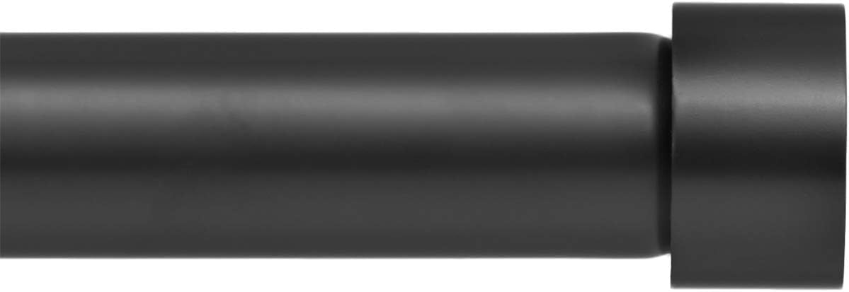 Ivilon Curtain Rod for Windows 48 to 86 Inch – 1 Inch Telescoping Drapery Rod, 2 Long Sections, End Cap Finials, Black