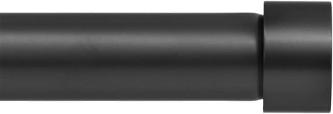 Ivilon Curtain Rod for Windows 48 to 86 Inch – 1 Inch Telescoping Drapery Rod, 2 Long Sections, End Cap Finials, Black