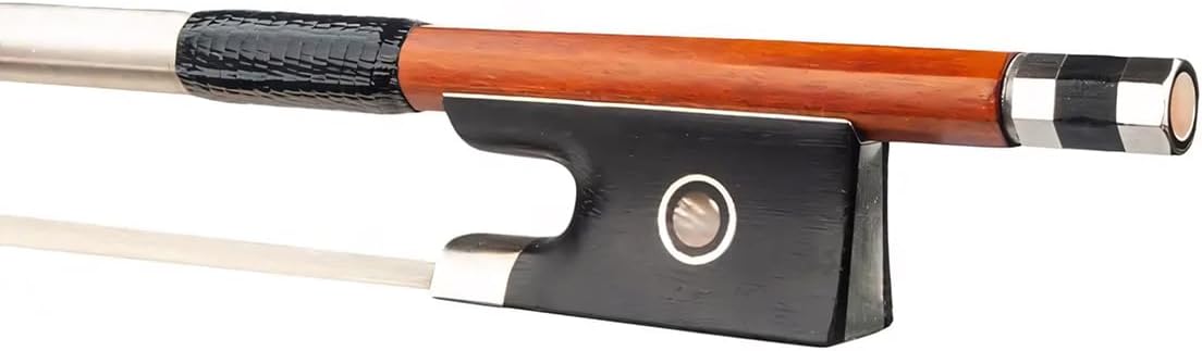 AMZZ Professional 1/2 Violin Bow – Brazilwood, Ebony Frog, White Horsehair, Handmade & Balanced for Students & Advanced Players