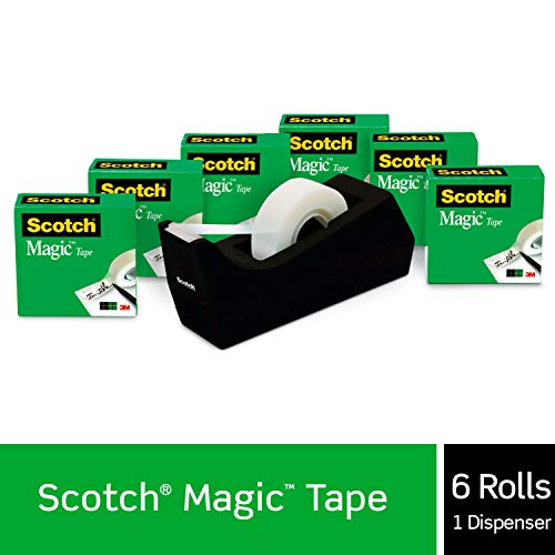 Scotch Magic Tape, 6 Rolls with Dispenser, Numerous Applications, Invisible, Engineered for Repairing, 3/4 x 1000 Inches, Boxed (810K6C38)