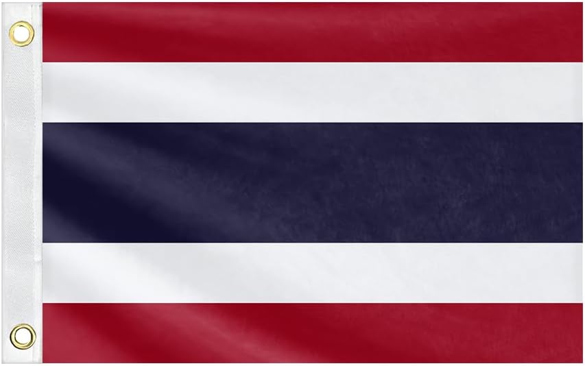 Double Sided Thailand Boat Flag 12x18IN Thais Marine Small Flag Bright Colors Fade Proof Nylon Truck Motorcycle Banner with 2 Brass Grommets Outside