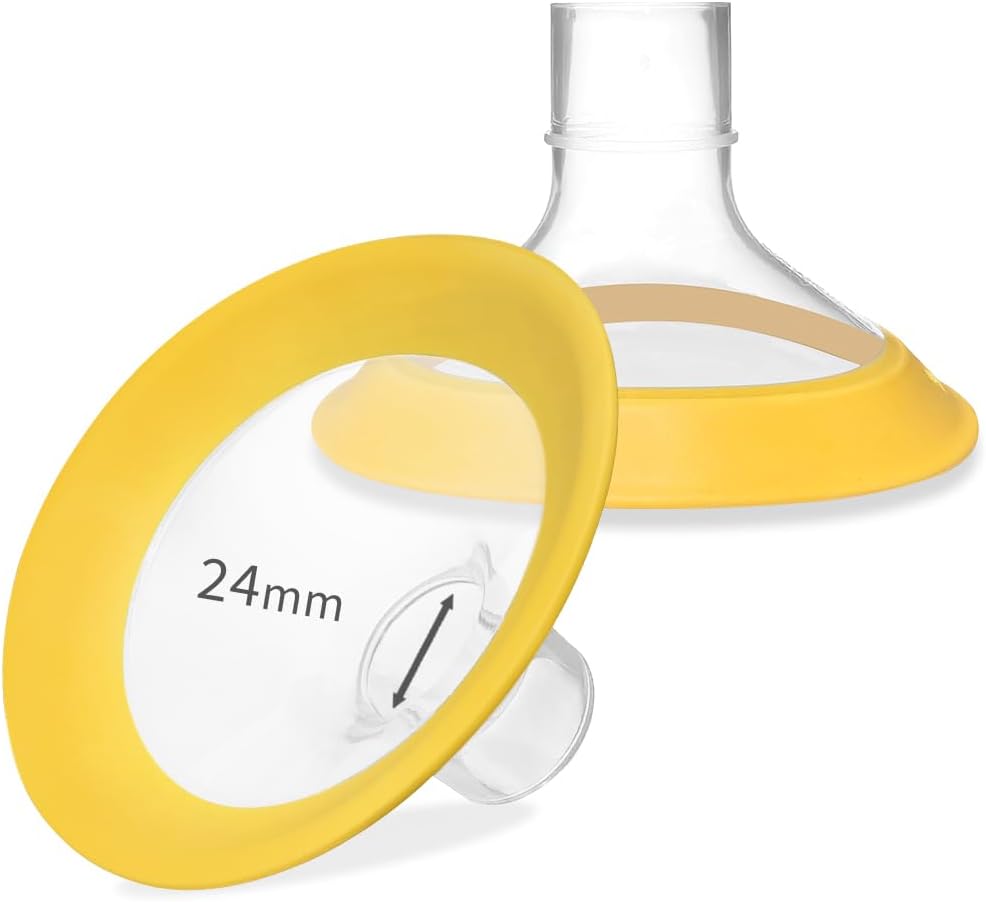 24 mm Oval Flanges Shields Compatible with Medela Pumps, Replacement Parts for Pump in Style, Symphony, Swing Maxi, Harmony and Personalfit Flex–Breast Pump Accessories