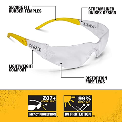 Dewalt DPG54-1D Protector Clear High Performance Lightweight Protective Safety Glasses with Wraparound Frame