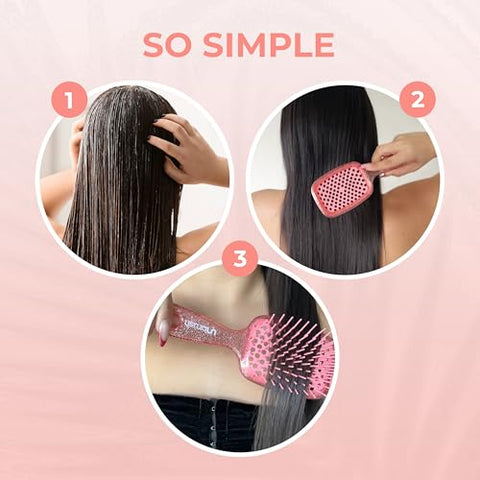 FHI Heat UNbrush Detangling Brush for Pain-Free Brushing on All Wet or Dry Hair Types — Durable DuoFlex Anti-Static Bristles, Lightweight Handle, Vented Hair Brush, Ruby Peach