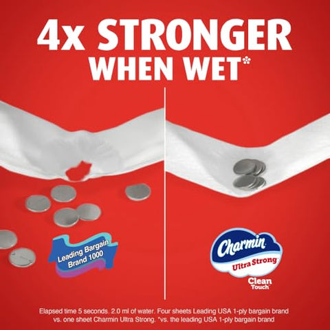 Charmin Toilet Paper Ultra Strong Clean Touch, 18 Family Mega Rolls = 90 Regular Rolls (Packaging May Vary), Household Essentials, Bathroom Essentials