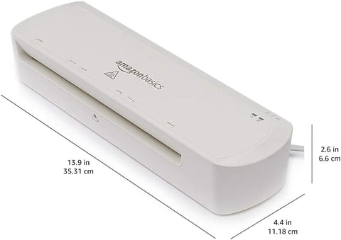 Amazon Basics 9-Inch Thermal Laminator Machine with Quick Warm-Up, 2 Heat Settings, Jam Release for Documents and Photos, White