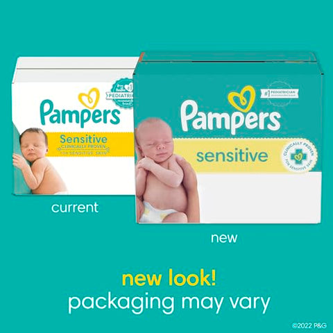 Pampers Baby Wipes Sensitive, Water Based Baby Wipes, Hypoallergenic and Unscented Baby Wipes, 1008 Wipes Total (12 Flip-Top Packs)