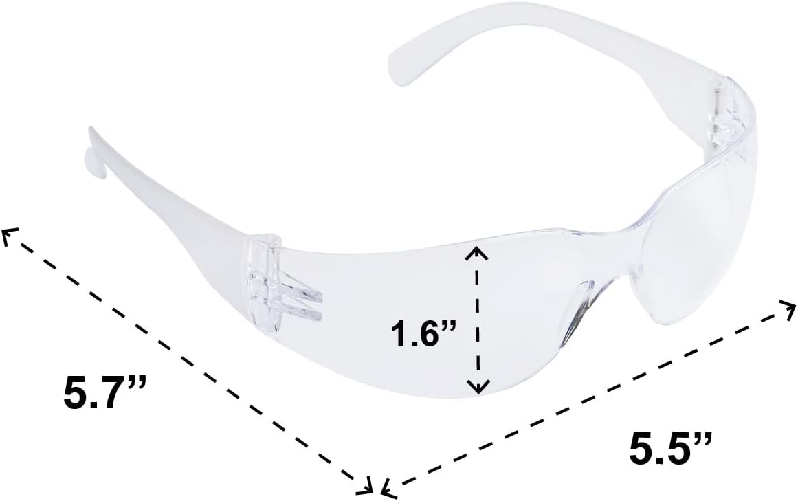 ROAR Men's Flexible Safety Glasses, Clear, 12 Pairs Per Box, ANSI Z87+ Certified, UV Protection, Comfortable, Durable, Impact Resistant