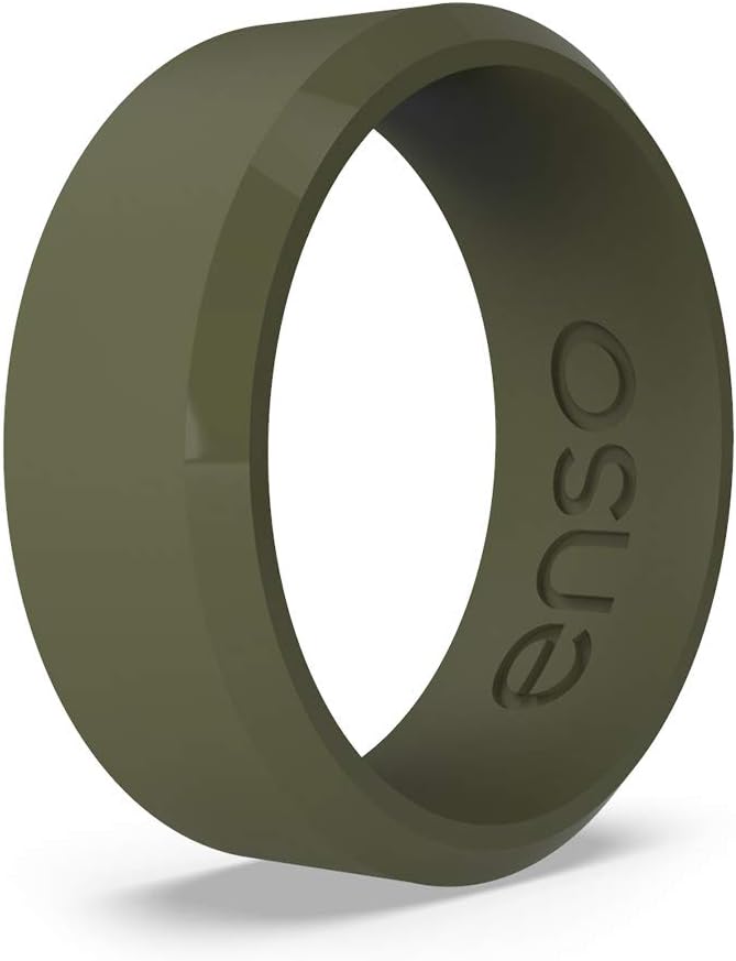 Enso Rings Bevel Classic Silicone Wedding Ring – Hypoallergenic Unisex Wedding Band – Comfortable Band for Active Lifestyle – 8mm Wide, 2.16mm Thick