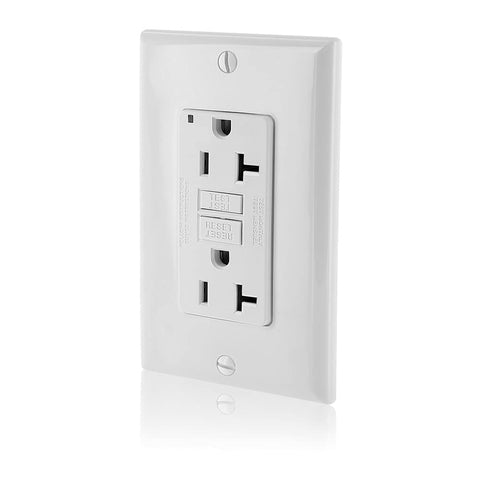 Leviton GFNT2-W Self-Test SmartlockPro Slim GFCI Non-Tamper-Resistant Receptacle with LED Indicator, Wallplate Included, 20-Amp, White