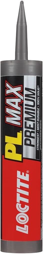 Loctite PL Premium Max Construction Adhesive, 9 fl oz Cartridge, 12 Pack - Versatile Construction Glue for Wood, Concrete, Stone & More