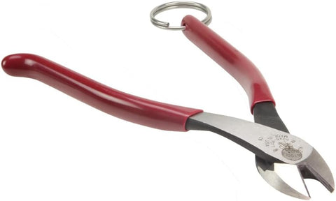 Klein Tools D248-9STT Pliers, Made in USA, Ironworker's Diagonal Cutting Pliers with High-Leverage Design ad Split Ring for Tethering, 9-Inch