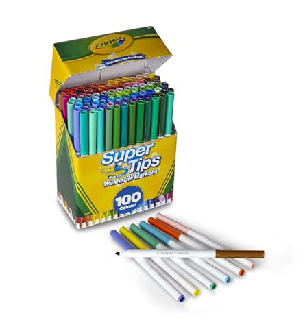 Crayola Super Tips Marker Set (100ct), Fine Point Washable Markers, Drawing Markers for Kids & Adults, Great for Thick & Thin Lines