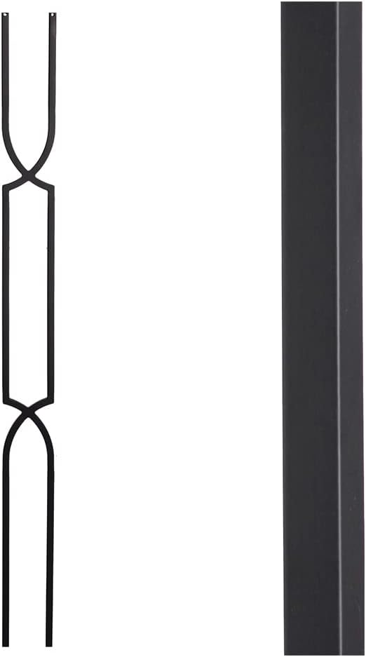 Satin Black - 16.6.11 Crossed Arch Hollow Iron Baluster for Staircase Remodel