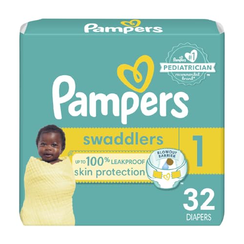 Pampers Swaddlers Diapers - Size 1, 32 Count, Ultra Soft Disposable Baby Diapers