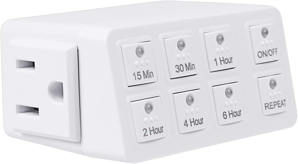 BN-LINK Indoor Countdown Timer with Repeat Function, 3-Prong Outlet Timer