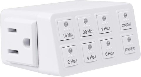 BN-LINK Indoor Countdown Timer with Repeat Function, 3-Prong Outlet Timer