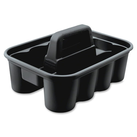 Rubbermaid Commercial Products Deluxe Carry Caddy, Black, Cleaning Storage for Wipes/Spray Bottles/Brushes/Dustpans/Gloves, Pack of 6