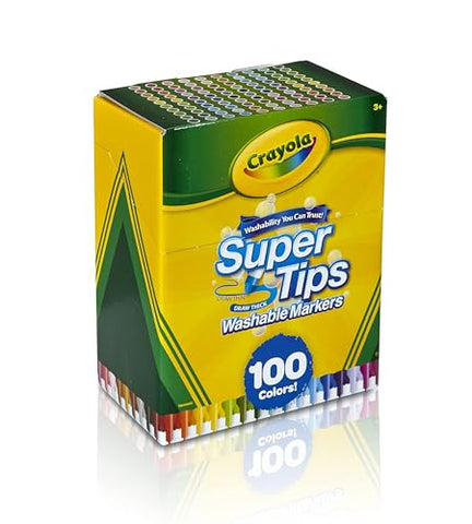 Crayola Super Tips Marker Set (100ct), Fine Point Washable Markers, Drawing Markers for Kids & Adults, Great for Thick & Thin Lines