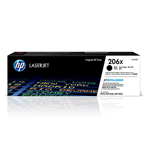 HP 206X Black High-yield Toner Cartridge | Works with HP Color LaserJet Pro M255, HP Color LaserJet Pro MFP M282, M283 Series | W2110X, Pack of 1, Black