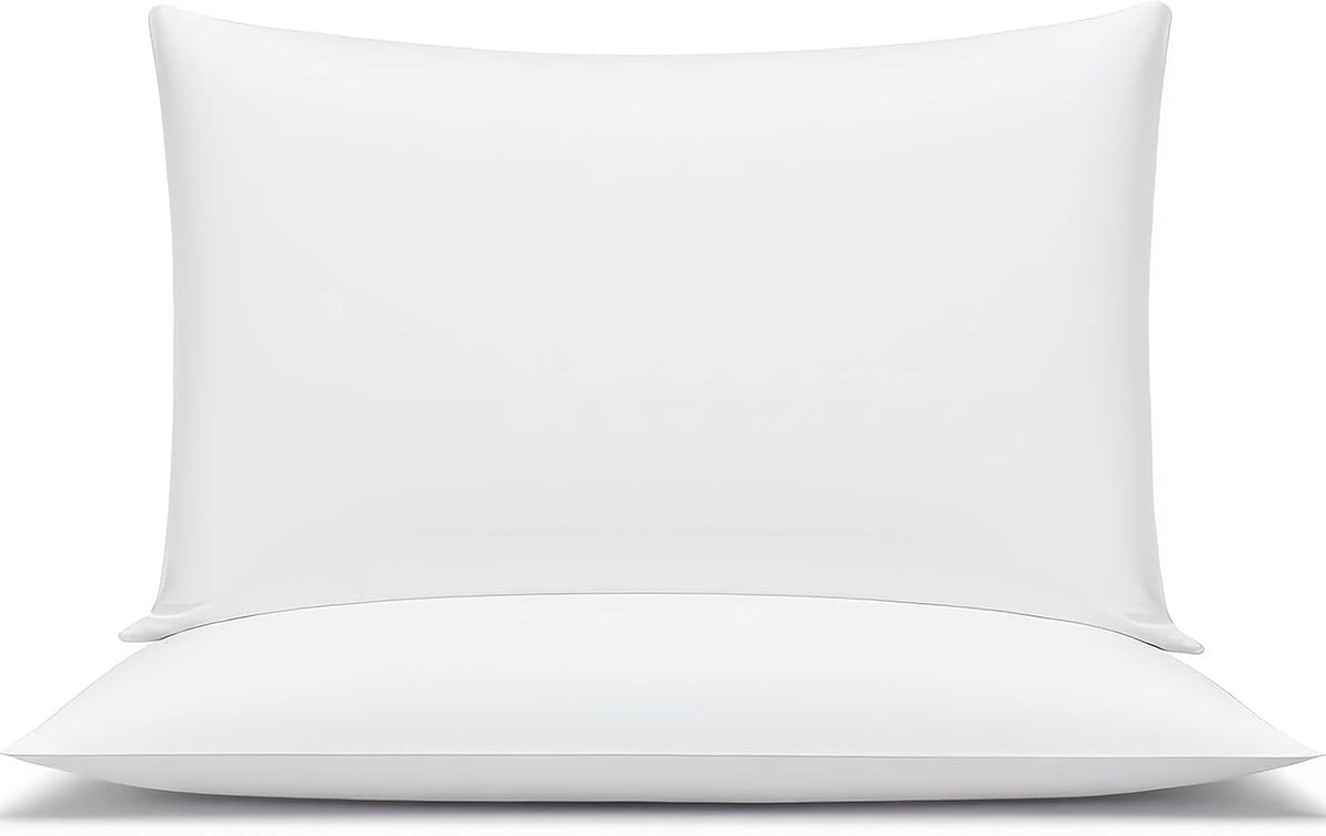 Bed Flat Thin Pillows for Sleeping, Soft Low Profile King Size Set of 2
