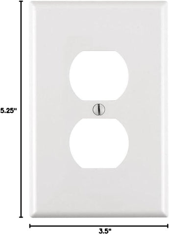Leviton Direct Size, White Leviton PJ8-WM 1-Gang Duplex Receptacle Wallplate, Midway, Thermoplastic Nylon, Device Mount, 10 Pack