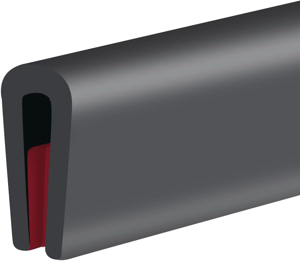 Rubber Edge Trim, Self-Adhesive Rubber Edge Trim, Edge Protector for Sheet Metal, EPDM Material, Fit 1/16"(1.0mm), Length 20Ft, Black Color