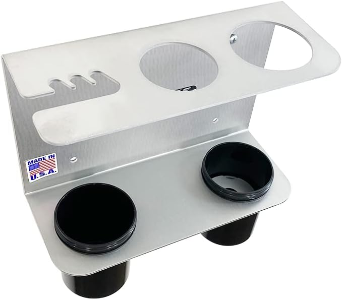 Pit Posse 572 Hand Grease Gun Holder Rack - Made in USA - Garage Organizer Aluminum Storage Caddy Wall Mount Accessory for Enclosed Trailer, Shop, or Garage (Silver)