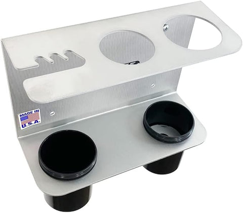 Pit Posse 572 Hand Grease Gun Holder Rack - Made in USA - Garage Organizer Aluminum Storage Caddy Wall Mount Accessory for Enclosed Trailer, Shop, or Garage (Silver)