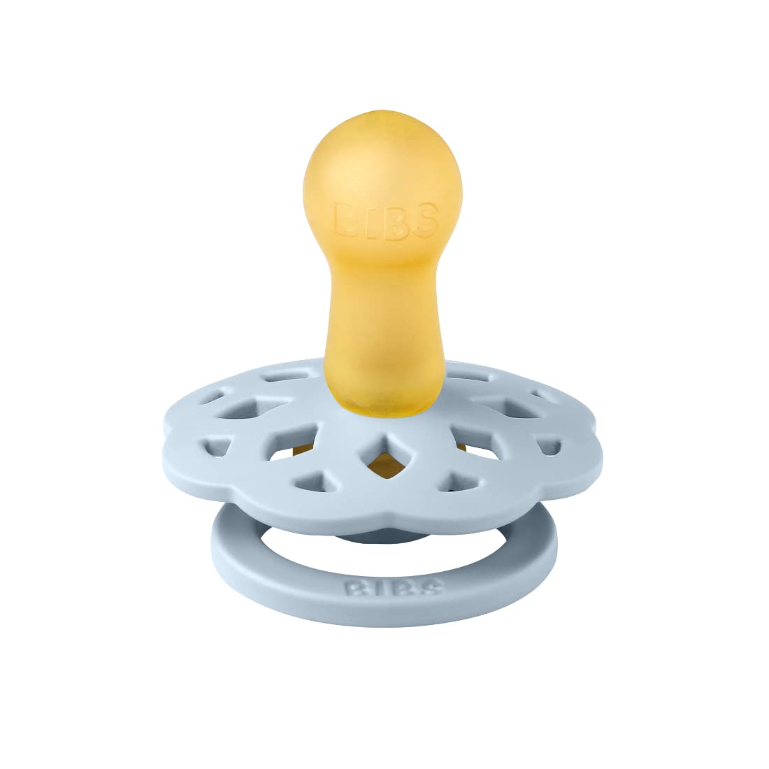 BIBS Boheme Soother 2-Pack. BPA Free Dummy Pacifier, Symmetrical Nipple. Natural Rubber Latex, Made in Denmark. 0-6 Months (Pack of 2), Baby Blue/Island Sea