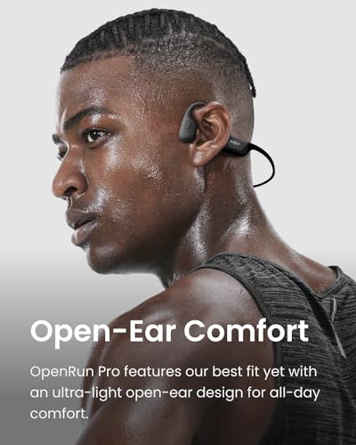 SHOKZ OpenRun Pro - Open-Ear Bluetooth Bone Conduction Sport Headphones - Sweat Resistant Wireless Earphones for Workouts and Running with Premium Deep Base - Built-in Mic, with Hair Band