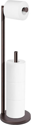 Toilet Paper Holder Stand, Bathroom Free Standing with Storage, Bronze