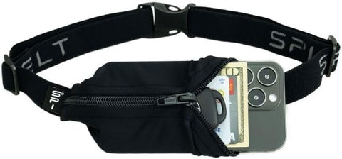 SPIbelt Running Belt Original for Women Men, Phone Holder for Running, Running Fanny Pack, Holder for Phone, Running Waist Pack, Adjustable Waist, [Fits All Phones]. Black with Black Zipper