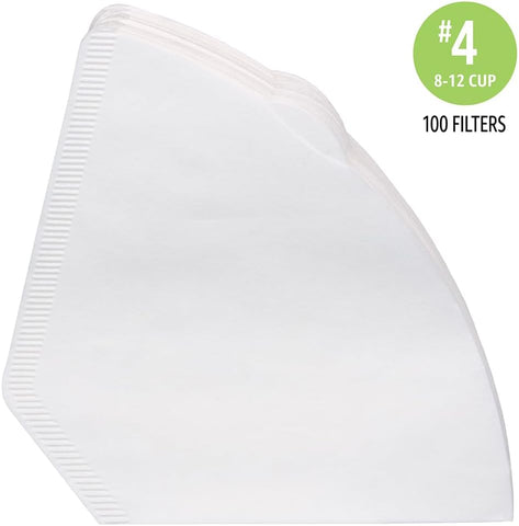 Amazon Basics Number 4 Cone Coffee Filters for 8-12 Cup Coffee Makers, White, 100 Count