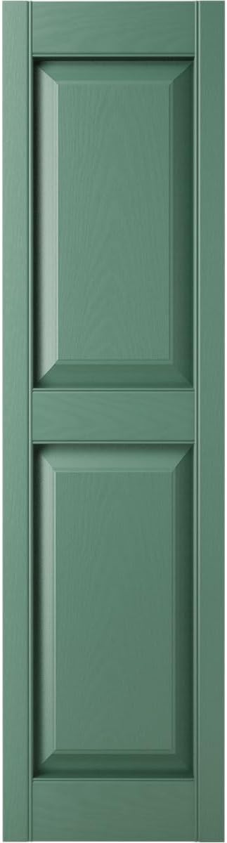 Ekena Millwork Lifetime Vinyl LP2S14X05500FG Standard Two Equal Panel Vinyls, Raised Panel Vinyl Shutters, w/Installation Shutter-Lok's & Matching Screws (Per Pair), 14 3/4"W x 55"H, Forest Green