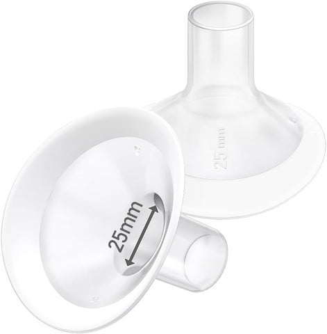 2pcs 25mm Soft Rim Flanges with 106 Degree Wider Opening Angle for Medela Breast Pump, PersonalFit, Freestyle, Maxflow, Freestyle Flex Swing Maxi Connector, Lansinoh Signature Pro