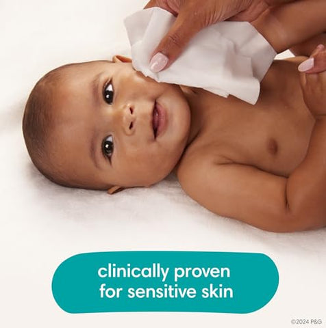 Pampers Baby Wipes Sensitive, Water Based Baby Wipes, Hypoallergenic and Unscented Baby Wipes, 1008 Wipes Total (12 Flip-Top Packs)