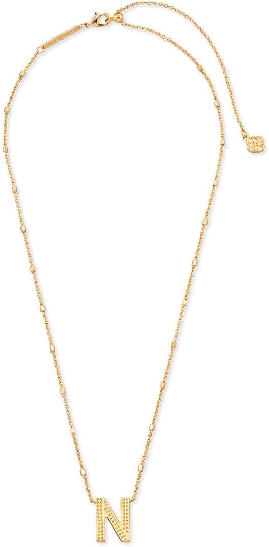 Kendra Scott Letters A-Z Pendant Necklace for Women, Fashion Jewelry, 14k Gold-Plated Brass