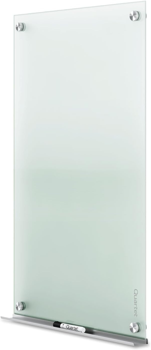 Quartet Whiteboard, Glass Dry Erase Board, Non-Magnetic, 36"W x 24"H, Infinity Frameless Mounting, Includes Dry Erase Marker, Frosted White (G3624F)