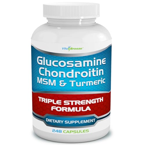 VitaBreeze Glucosamine Chondroitin, MSM & Turmeric Dietary Supplement - 248 Capsules