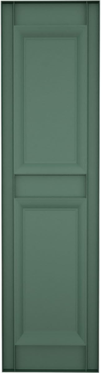 Ekena Millwork Lifetime Vinyl LP2S14X05500FG Standard Two Equal Panel Vinyls, Raised Panel Vinyl Shutters, w/Installation Shutter-Lok's & Matching Screws (Per Pair), 14 3/4"W x 55"H, Forest Green