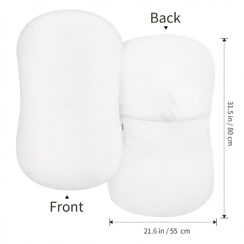 Baby Lounger Cover 2 Pack, Muslin Cotton Infant Lounger Cover, Covers Only