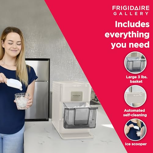 FRIGIDAIRE Gallery EFIC255 Countertop Crunchy Chewable Nugget Ice Maker, 44lbs per Day, Auto Self Cleaning, 2.0 Gen, Cream