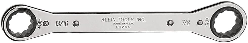 Klein Tools 68204 Ratcheting Box Wrench, Made in USA, 5/8-Inch x 3/4-Inch with Reverse Ratcheting and Chrome Plated Finish