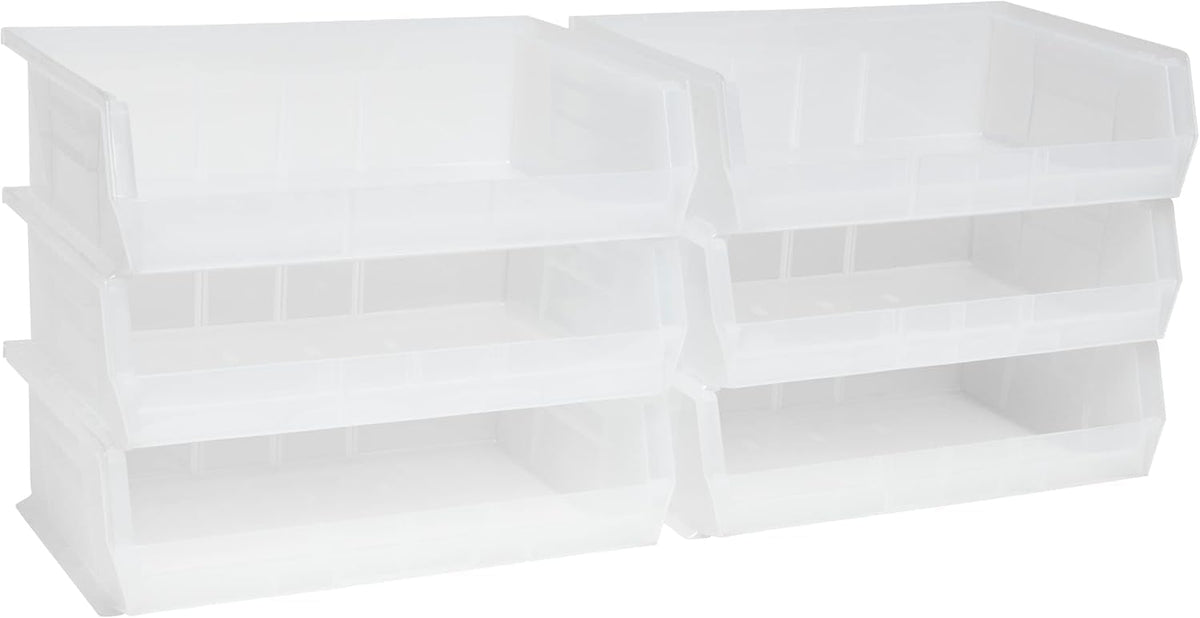 Akro-Mils 30255 AkroBins Plastic Storage Bins, 11"x16"x5", Clear, 6-Pack