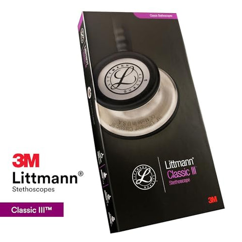 3M Littmann Classic III Monitoring Stethoscope, 5803, More Than 2X as Loud* and Weighs Less**, Stainless Steel Black-Finish Chestpiece, 27" Black Tube, Stem and Headset