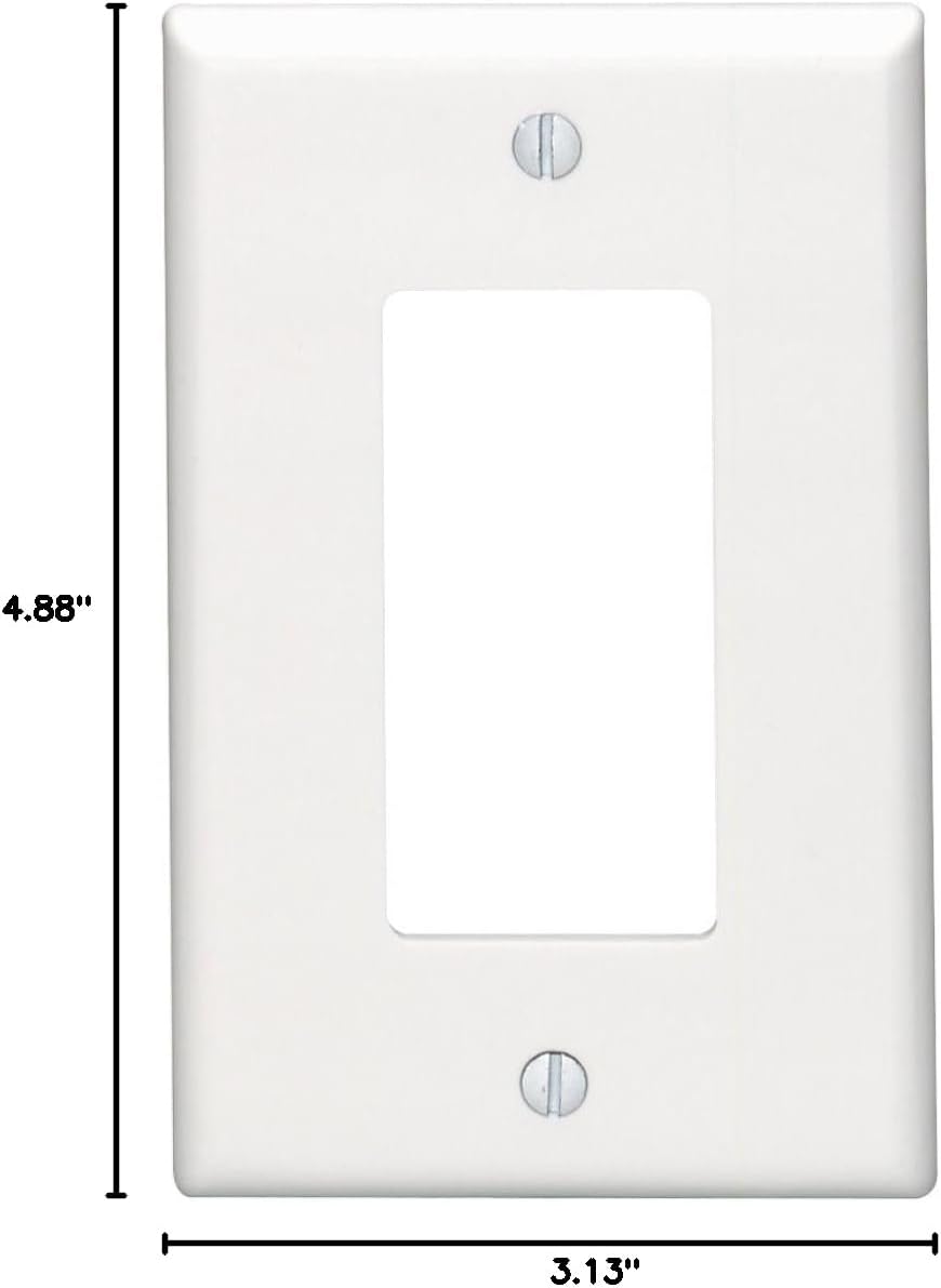 Leviton + 80601-W 1-Gang Decora/GFCI Device Wallplate + Midway Size + Thermoset + Device Mount + White