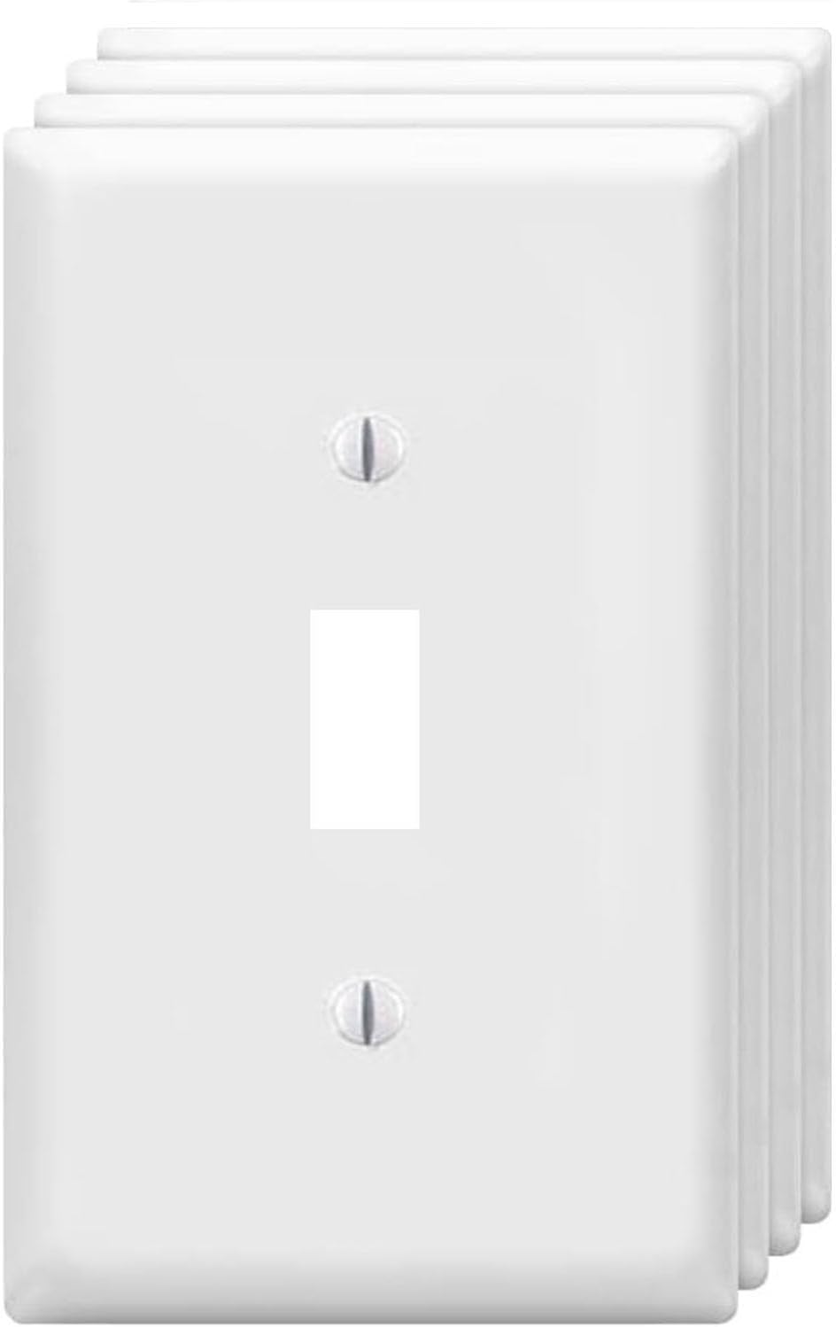 ZEFTV Toggle Light Switch Wall Plates 1-Gang Switch Electrical Cover Plate Unbreakable Thermoplastic Faceplate, White (4 Pack)