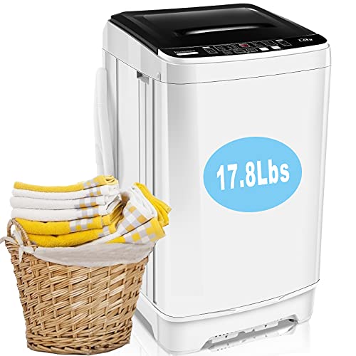 17.8Lbs Portable Washing Machine Nictemaw Portable Washer, 2.3 Cu.ft Washer and Dryer Combo with Drain Pump, 10 Programs 8 Water Level Compact Laundry Washer for Home, Apartment, RV, Dorms